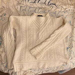 Handknit Irish Merino Wool Sweater – Rare Aran Tunic, Small/Medium